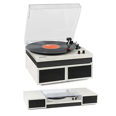 Imagen de Fenton RP165M Tocadiscos de Vinilo Bluetooth con 2 Altavoces Integrados, 3 velocidades 33, 45 y 78 RPM, Reproductor Discos 7, 10 12 Pulgadas, Giradiscos en Color Mármol