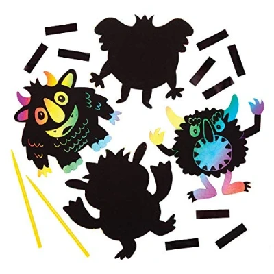 Imagen de Baker Ross Scratch Art imanes de monstruos Set manualidades Halloween (paquete 10)