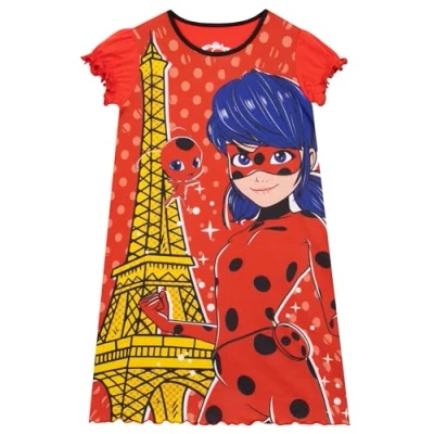 Imagen de Miraculous Camisón Pijama Ladybug Niña Tikki para Niñas Rojo con Mangas Volantes 6 7 Años