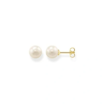 Imagen de THOMAS SABO Pendientes Perla Plata Chapada en Oro H1431 430 14, Amarillo