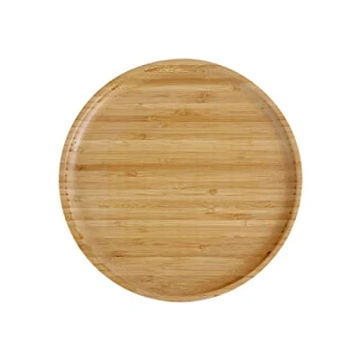Imagen de pandoo platos de bambú reutilizables, 100% bambú, redondos madera, decoración platos, vajilla, juego 4 x 25 cm
