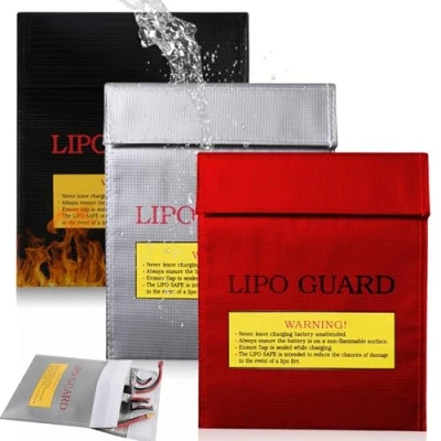Imagen de 3 bolsas resistentes al fuego, bolsa de batería ignífuga, a prueba explosiones, para documentos, resistente impermeable, lipo dinero en efectivo, pasaporte,