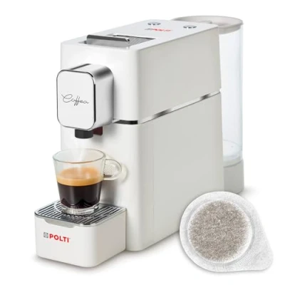 Imagen de Polti Coffea S15W, Máquina de Café Espresso, Compatible con Cápsulas E.S.E. 44 mm, Depósito 0,85 l, Presión Bomba 19 bar, Color Blanco