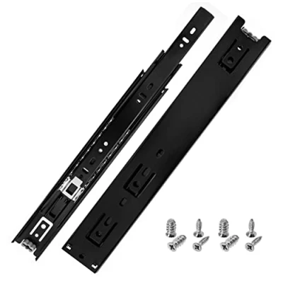 Imagen de HELPMATE rieles para cajones de color negro, 300 mm, 1 par 2 unidades, 35 kg, capacidad carga cajones, sistema acero lacado, incluye material fijación