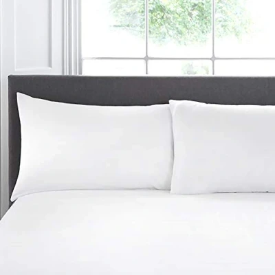 Imagen de Appletree Plain Dye Bedding Par de Fundas Almohada 200 Hilos, Algodón, Blanco, 76 x 48cm