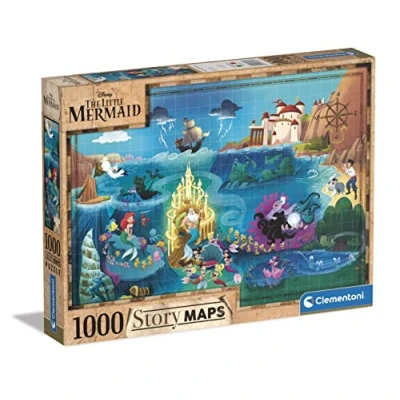 Imagen de Clementoni Mapas 1000 Piezas La Sirenita Maps, Puzzle Adulto Mapa Disney(39664), Multicolor, M
