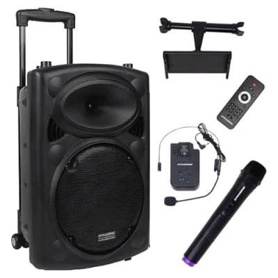 Imagen de DYNASONIC DYNAPRO 12 Plus (3ª Generación) Altavoz Bluetooth Portatil Profesional, Potente 700W 2 microfonos Karaoke y Soporte Tablet