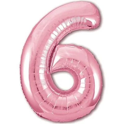 Imagen de Globo 6 Cumpleaños Número Rosa Gigante, XXL de 100cm. Decoración para Niña. Aire o Helio.