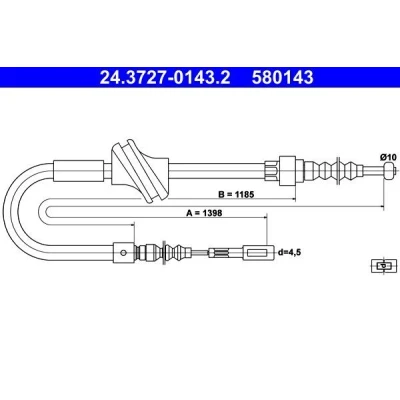 Imagen de ATE 24.3727 0143.2 Cable de Freno Mano 1398