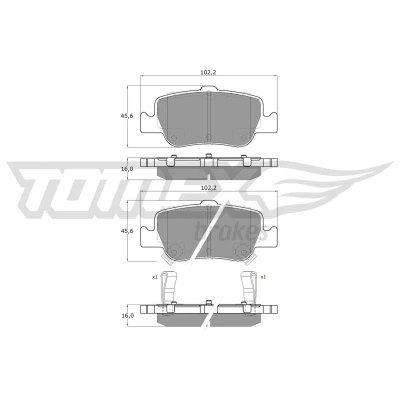 Imagen de TOMEX brakes TX 16 29 Juego de pastillas freno Eje trasero con avisador acústico desgaste TOYOTA: Auris Hatchback, Familiar
