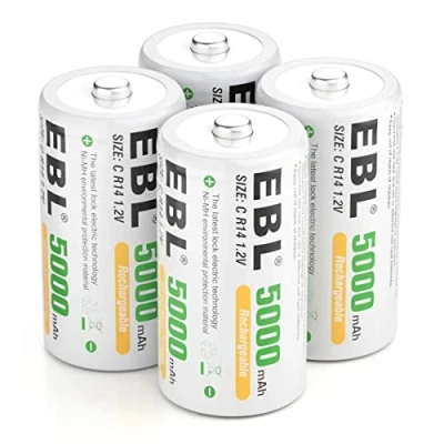Imagen de EBL C batería 5000 mAh Recargable NI MH Paquete de 4 con Caja Almacenamiento, Tipo