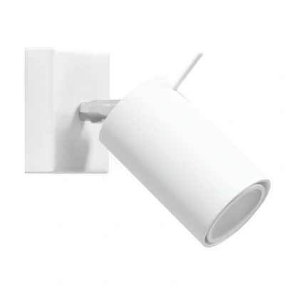 Imagen de SOLLUX LIGHTING Ring 1 Foco Lámpara De Pared Diseño Minimalista Y Moderno, Brazo Ajustable Dirección La Luz Bombilla GU10 Reemplazable, x 40 W Acero, Blanco, 8x16x8 cm