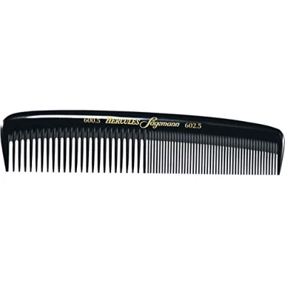 Imagen de Hercules Sägemann 600 602 Peine profesional para hombre, caucho natural, con 2 dientes gruesos y finos, 15 cm