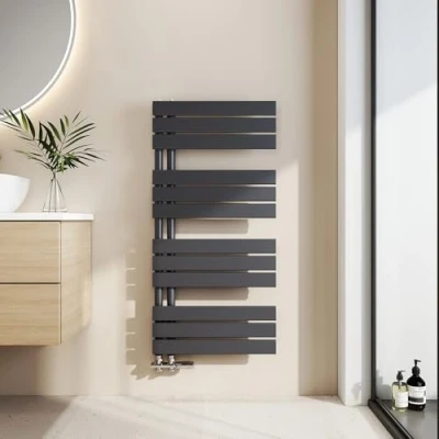 Imagen de EMKE toallero Baño radiador Plano, de Paneles, 1041 x 500 mm, Antracita Color, secador Toallas con conexión Lateral, 529W, Agua Caliente