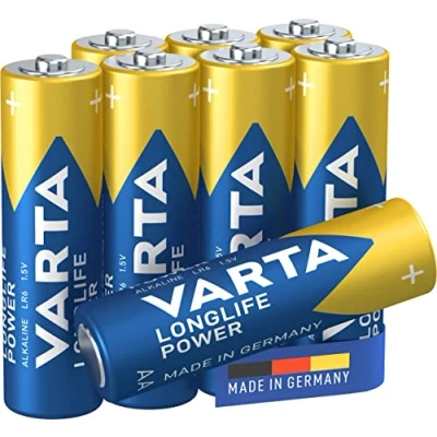 Imagen de Pila VARTA Longlife Power AA Mignon LR06 (Paquete de 6+2 Unidades), alcalina «Made in Germany» Ideal para Juguetes, linternas, mandos y Otros aparatos Que Funcionan con Pilas