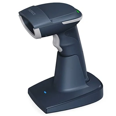 Imagen de Inateck Lector De Códigos Barras Inalámbrico, Bluetooth 5.0, Base Inteligente 2.4Ghz, Escaneo En Pantalla, BCST 54 (Azul)