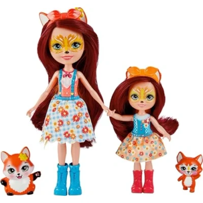 Imagen de Enchantimals Hermanas Felicity y Feana Fox Muñecas con mascotas zorro de juguete, regalo para niñas niños +4 años (Mattel HCF81)