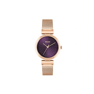 Imagen de HUGO Reloj Analógico de Cuarzo para mujer con correa malla acero inoxidable color oro rosado 1540128