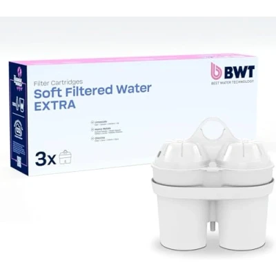 Imagen de BWT Cartucho de filtro Soft Filtered Water Extra 3 unidades para todos los filtros agua potable filtra cal, cloro, plomo y cobre muy dura