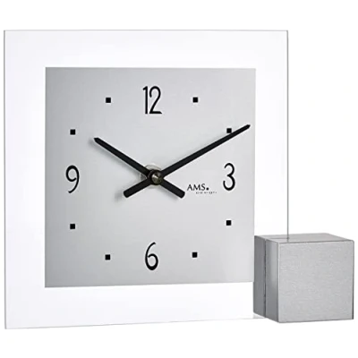 Imagen de AMS 102 Reloj de Mesa Cuarzo, Madera, Plata, 19 x 16 4 cm