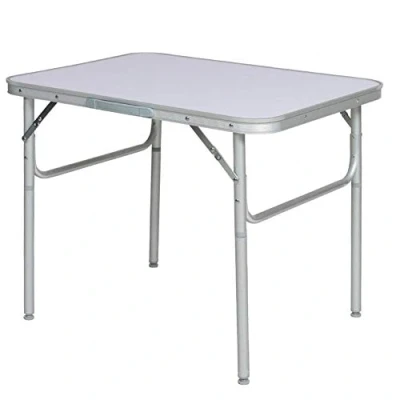 Imagen de BAKAJI 90 x 60 Mesa Camping Picnic Aluminio 90x60x70 Plegable Maletín Plano Formica, Plateado, 70cm