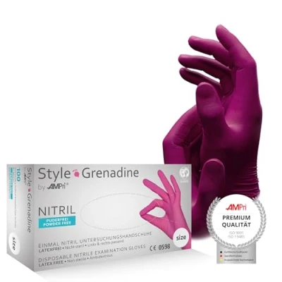 Imagen de AMPri Med Comfort: guantes de nitrilo desechables, 100 unidades, talla XL, sin talco, estilo granadina desechables nitrilo, en tallas XS, S, M, L, XL