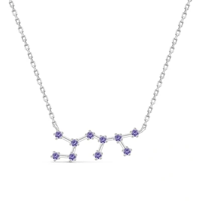 Imagen de Amberta Collar Constelación para Mujer en Plata de Ley 925 con Piedra Nacimiento Signo Zodiaco: Sagitario Tanzanita Simulada