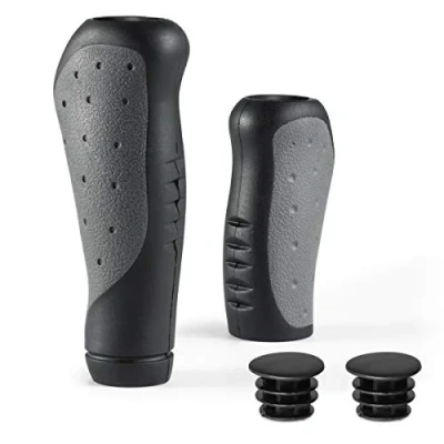 Imagen de puños PRUNUS de Bicicleta Caucho ergonómicos Antideslizantes para Manillar MTB montaña Mountain Bike (Negro(130mm+90mm))