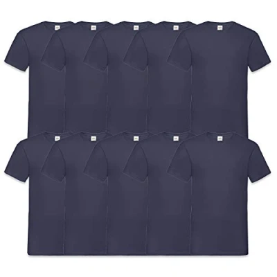 Imagen de Fruit of the Loom Camiseta de Cuello en V para Hombre (Paquete 10), Azul (Navy 32), XXXXXL