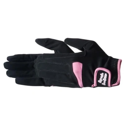 Imagen de PFIFF 102534 Unicorn Guantes de equitación (Reforzados, Dos Tonos, 6 años), Color Negro y Rosa