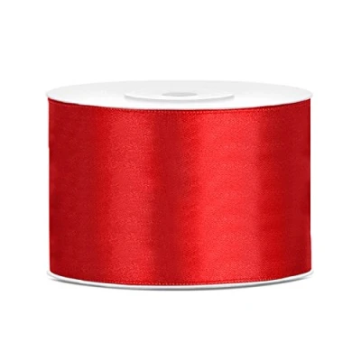 Imagen de Cinta de satén poliéster con lazo y embalaje regalo 6/12/25/38/50/100 mm x 25 m (Tamaño 38mm 25m Color Rojo)