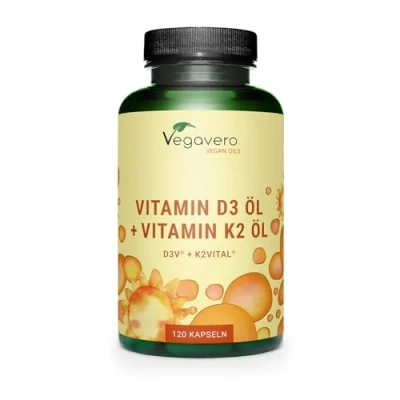Imagen de Vitamina D3 + K2 Vegavero® Calcio Huesos &amp; Músculos 1000 ui Colecalciferol 100 mcg Menaquinona 7 Sistema Inmunitario/Inmune Vegano Sin Aditivos Para 4 Meses 120 Cápsulas