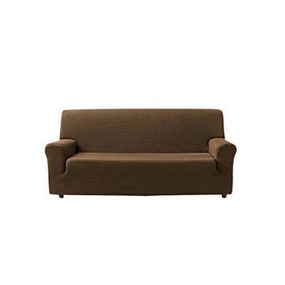Imagen de Estoralis Vega Funda Sofá de Diseño Moderno Tejido Elastico Marron para 4 Plazas 220 a 260 cm. Protector Adaptable Todo Tipo sofás