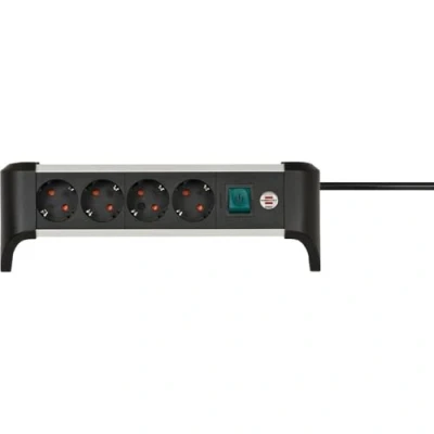 Imagen de Brennenstuhl ALU Office Line regleta enchufes de Aluminio para Escritorio con 4 Tomas Corriente (regleta Mesa, Cable 1,8m, Interruptor Iluminado)
