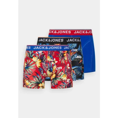 Imagen de JACK &amp; JONES Jacazores Noos Trunks (3 Unidades) Bóxer, Negro/Paquete: Rojo pompain Blue Lolite, L para Hombre