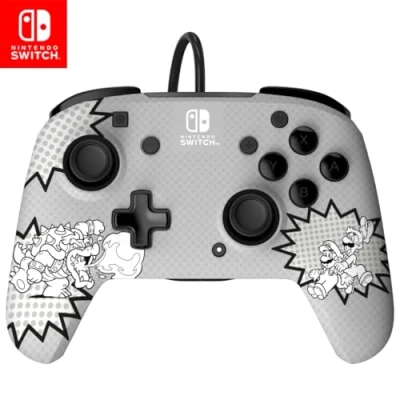 Imagen de Mando Nintendo Switch PDP Rematch Wired Controller Comic Strip Super Mario, Switch, Cable, Gris