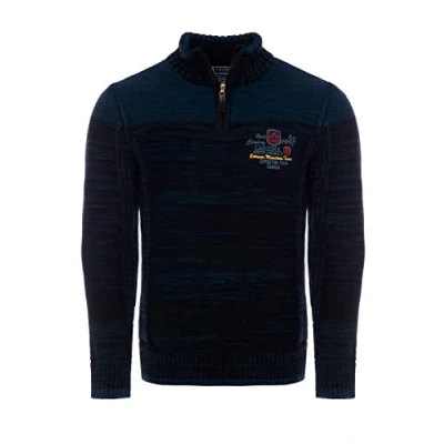 Imagen de Carisma jersey de punto para hombre Troyer con bordado Cómodo corte regular oficina y ocio 7803, azul marino, M
