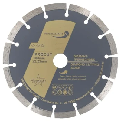 Imagen de PRODIAMANT disco de corte diamante universal 180 x 22,2 mm hormigón, piedra, ladrillo 180mm segmento 10mm