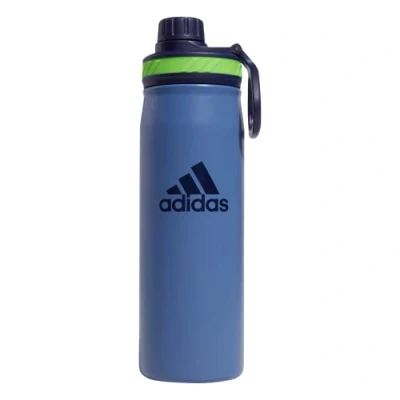Imagen de adidas Botella de agua metal 600 ml, acero inoxidable 18/8 aislado doble pared para caliente/frío, azul marino/azul oscuro/verde lima lúcido, 20 onzas