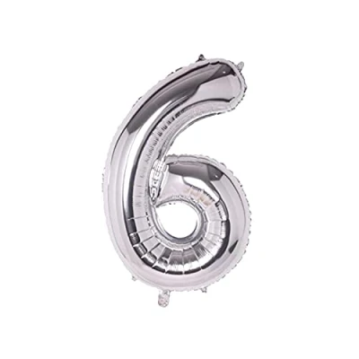 Imagen de Super Mundo Globos de Cumpleaños 6 Plateado,45 CM Globo 6,Globo Numero Cumpleaños,Decoracion Niñas,Globos Numeros para Fiestas(Numero 6,Plata,45 cm)