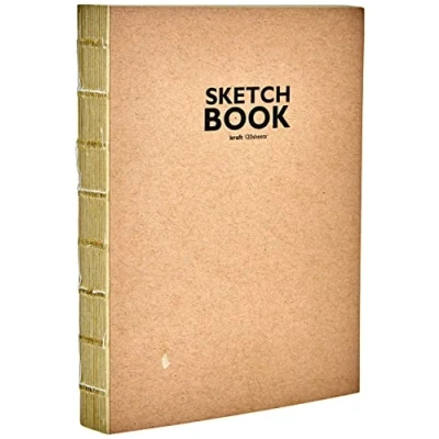 Imagen de Sketchbook Kraft Cuaderno de bocetos con encuadernación Hilo Abierto, DIN A6, 120 Hojas, 100 g/m², Papel estraza Resistente y reciclable Fibras Naturales sin blanquear, Naturaleza