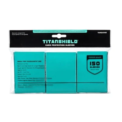 Imagen de TitanShield (150 fundas/turquesa/turquesa tamaño estándar, fundas para cartas coleccionables MTG, Dropmix)