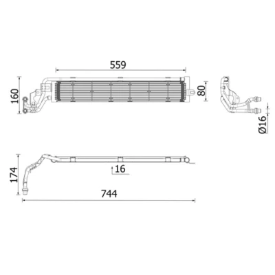 Imagen de MAHLE ORIGINAL CR 2697 000P Radiador, refrigeración del motor Aluminio 559 80 16 con soporte Aletas soldadas