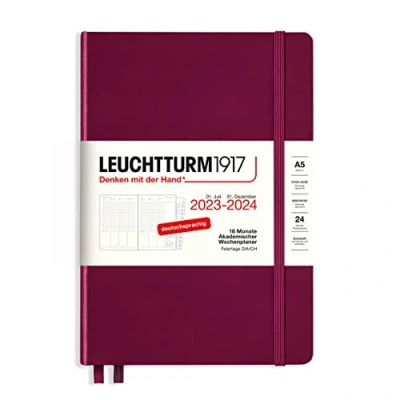 Imagen de LEUCHTTURM1917 367552 Agenda semanal académica (tamaño A5) 2024, 18 meses, color rojo