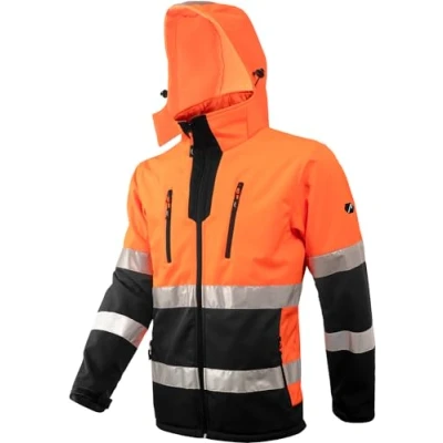 Imagen de ACE Neon chaqueta de alta visibilidad: resistente softshell advertencia con reflectores y capucha desmontable EN ISO 20471 Naranja XL