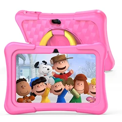 Imagen de PRITOM Kids Tablet 7 Pulgadas, Android 11, 2GB RAM 32GB ROM, BT, WiFi, cámara Dual, Educativo, Control Parental, Software para niños con Estuche Tableta niños, Tipo C, Rosa