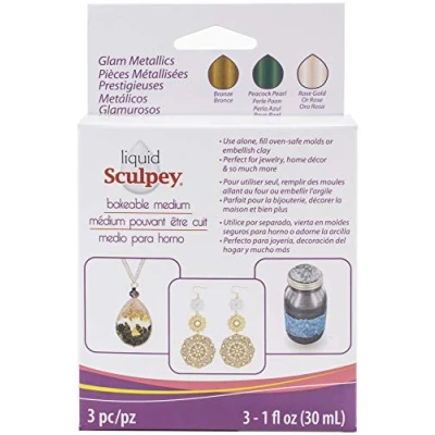 Imagen de Polyform Sculpey Liquid Medium 3 x 29 ml, Arcilla, Glam Metallics, ml