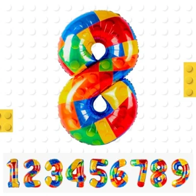 Imagen de Globos de Números Bloque Construcción 8,101 CM Globo Numeros Gigantes Grandes Decoracion,Globo Numero 8,Globos Niño Niña Adultos,Vuelan con Helio