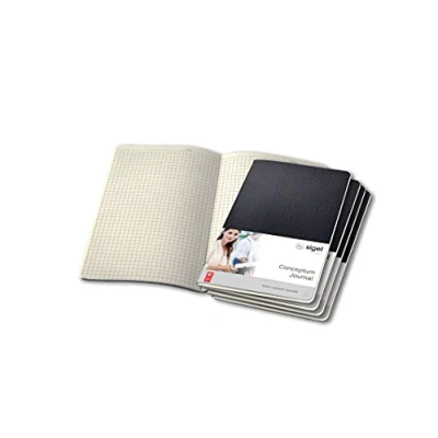 Imagen de SIGEL CO862 Cuaderno de notas, 13.5 x 21 cm, cuadriculado, Softcover, negro, 5 unidas, Conceptum