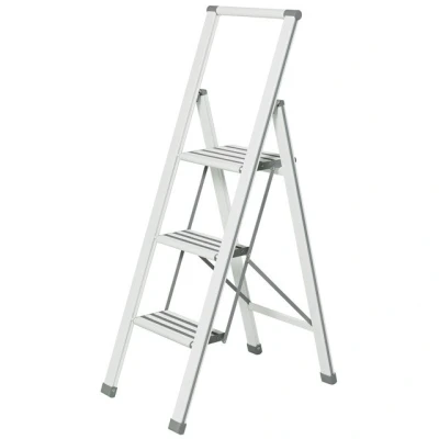 Imagen de Wenko Escalera Plegable en diseño de Aluminio 3 peldaños, Blanca Haushaltsleiter Blanco